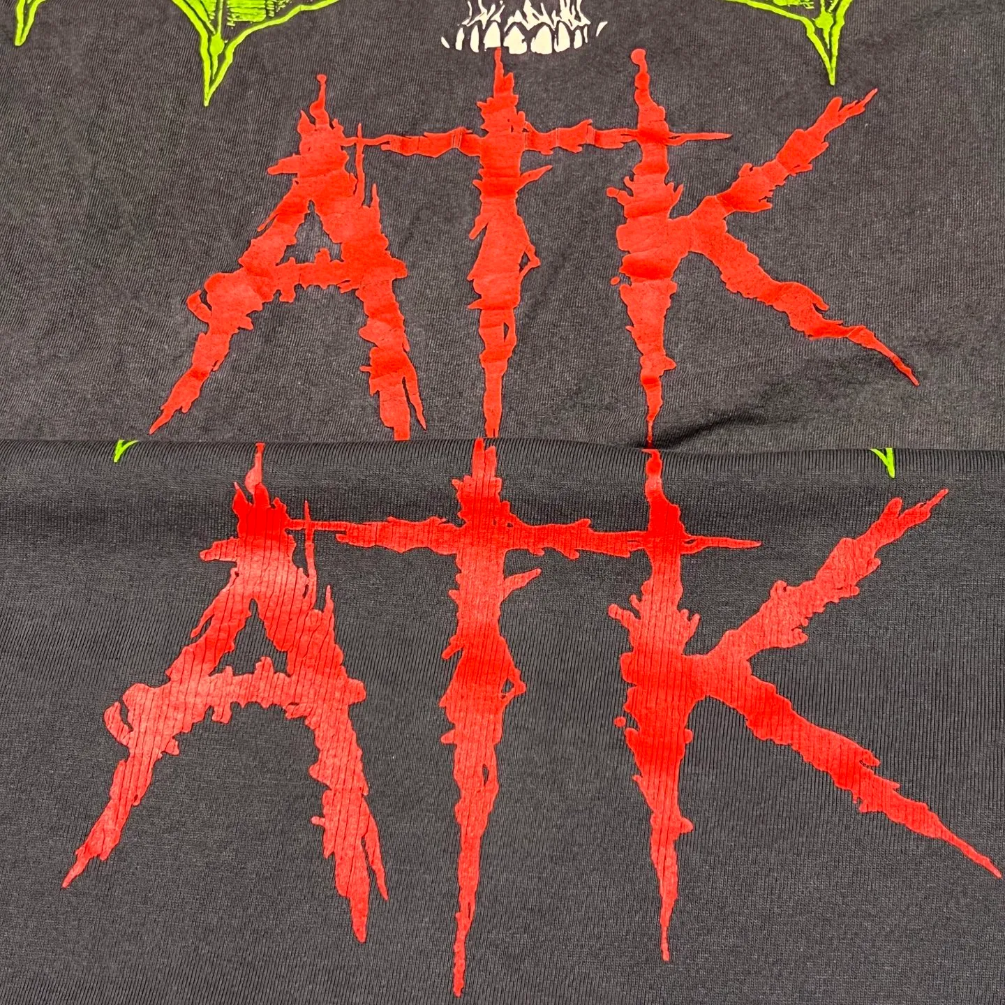 Authentic proofing GALLERY DEPT. ATK NIGHT TEE/WALK ATK series latest model Bat skull glitter LOGO distressed TEE Washed black S-XL Garment dyeing Rewashed distressed Original consistent main mark ➕ATK series main mark Correct version Top printing technology Divine restoration
